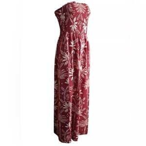 Monteau Strapless Dress in Burgundy and Cream